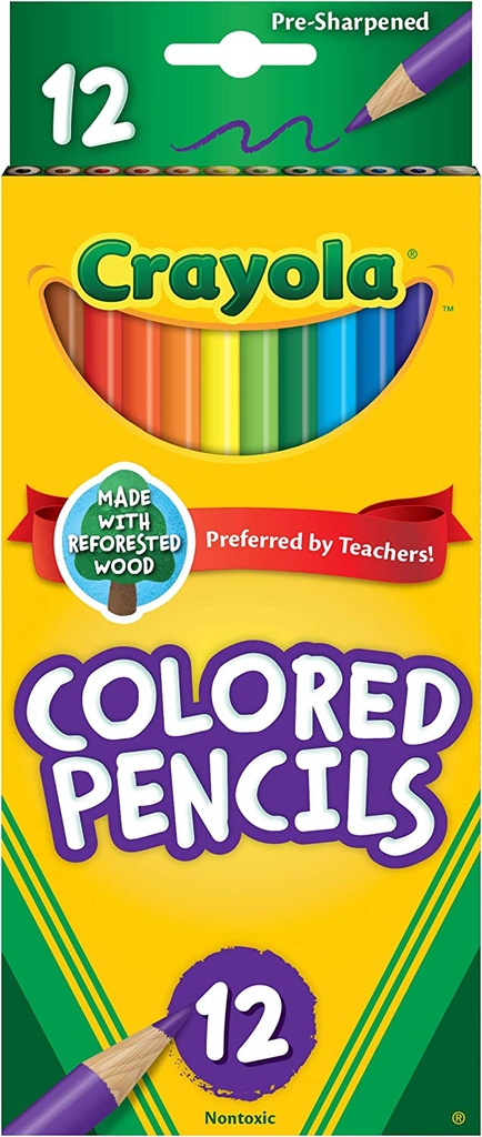 12 Ct Colored Pencils, Short -Crayola 68-4112
