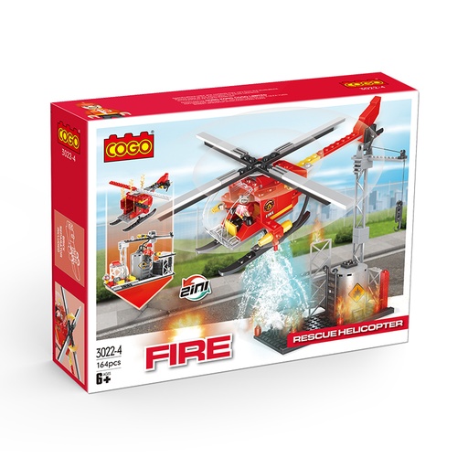 [3022-4] Cogo Fire Helicoptero 164Pcs-C3022-4