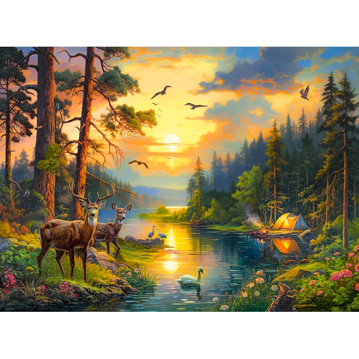 Sunset over Forest River Puzzle 3000Pcs-Castor 300686-9