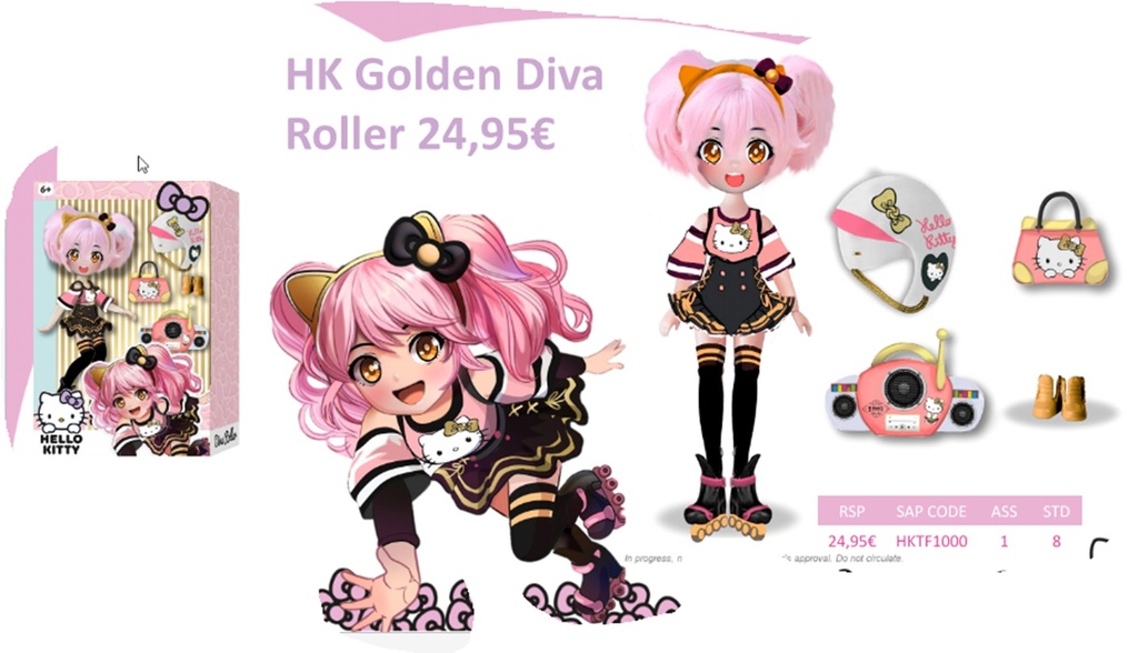Hello Kitty Golden Diva Roller 7.7-HKTF1000