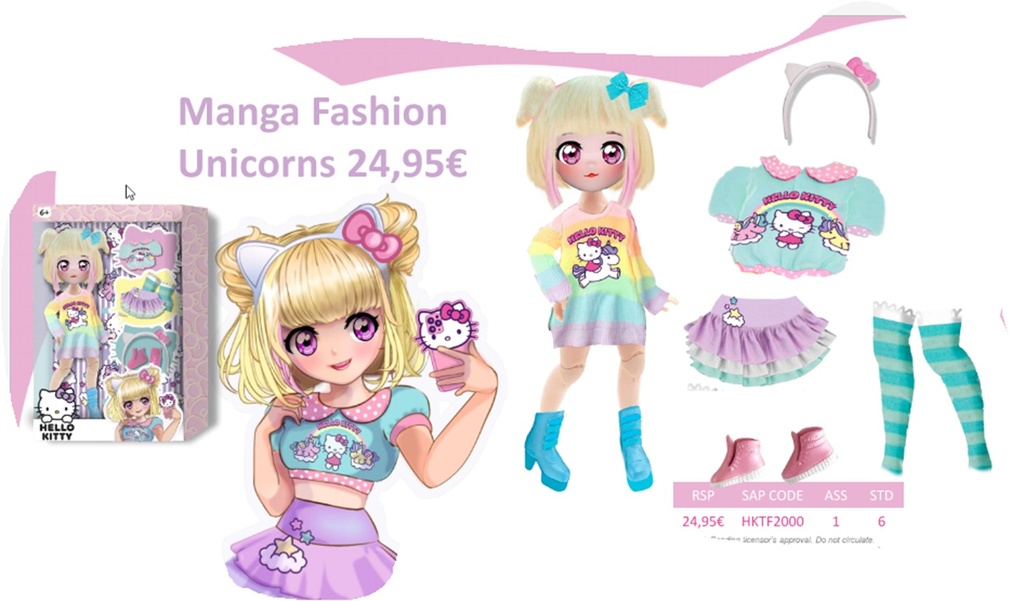 Hello Kitty Manga Fashion Unicorn 7.7"-HKTF2000