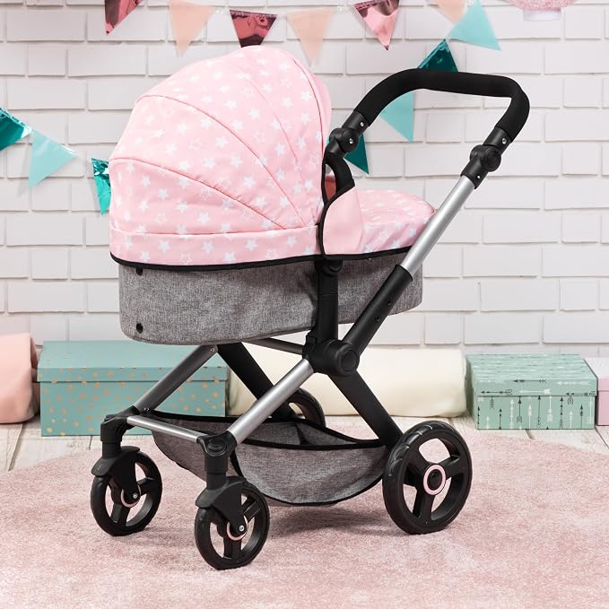 BAYER BABY DOLL PRAM SET XEO PINK & GREY -17030AA