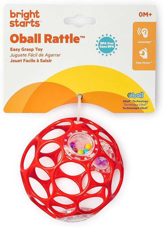Bright Starts Oball Rattle Easy Grasp Toy Red-11487