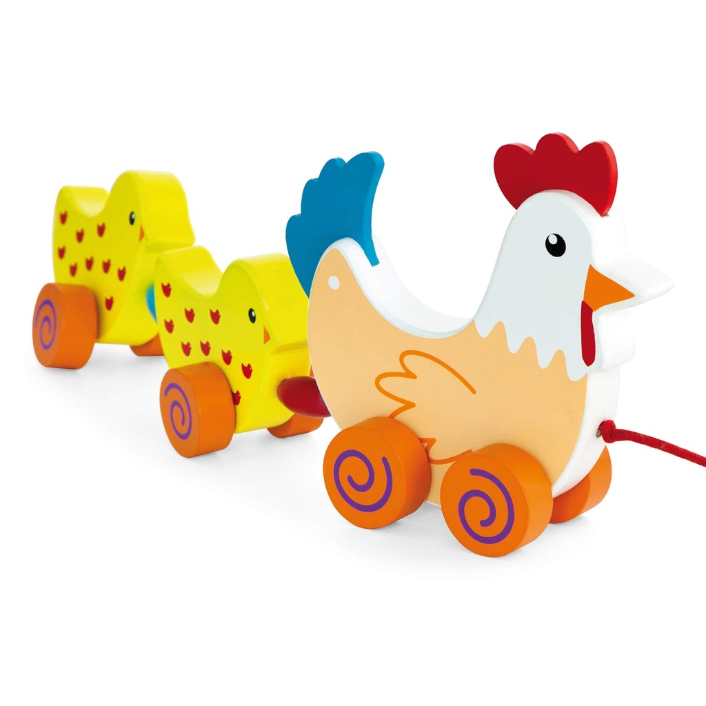 [6934510500788] Pull Along Hen W/Two Chicks - Viga 50078
