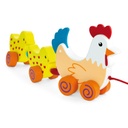 Pull Along Hen W/Two Chicks - Viga 50078