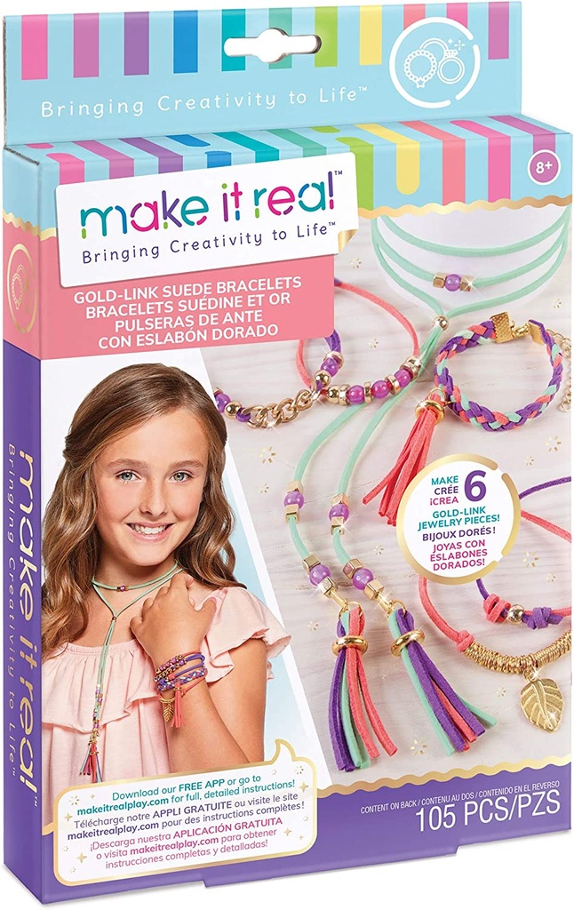 [695929012076] Gold Link Suede Bracelets - MIR 1207