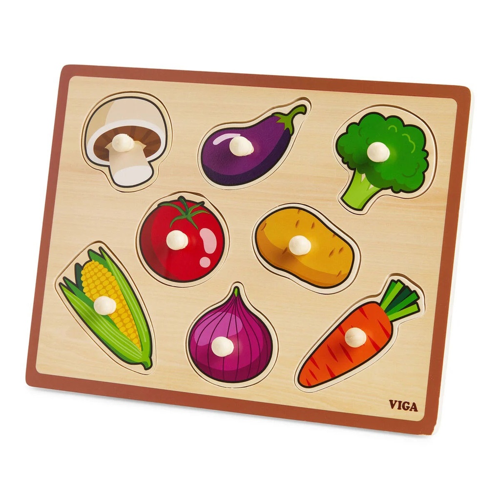 [6971608445781] Wooden Knob Puzzle: Vegetable - Viga 44578