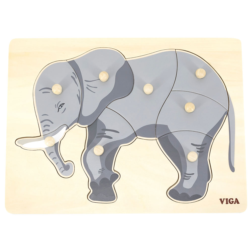 [6971608446016] Montessori Puzzle: Elephant - Viga 44601