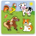 Flat Puzzle w/Big Wooden Knob: Farm - Viga 50839