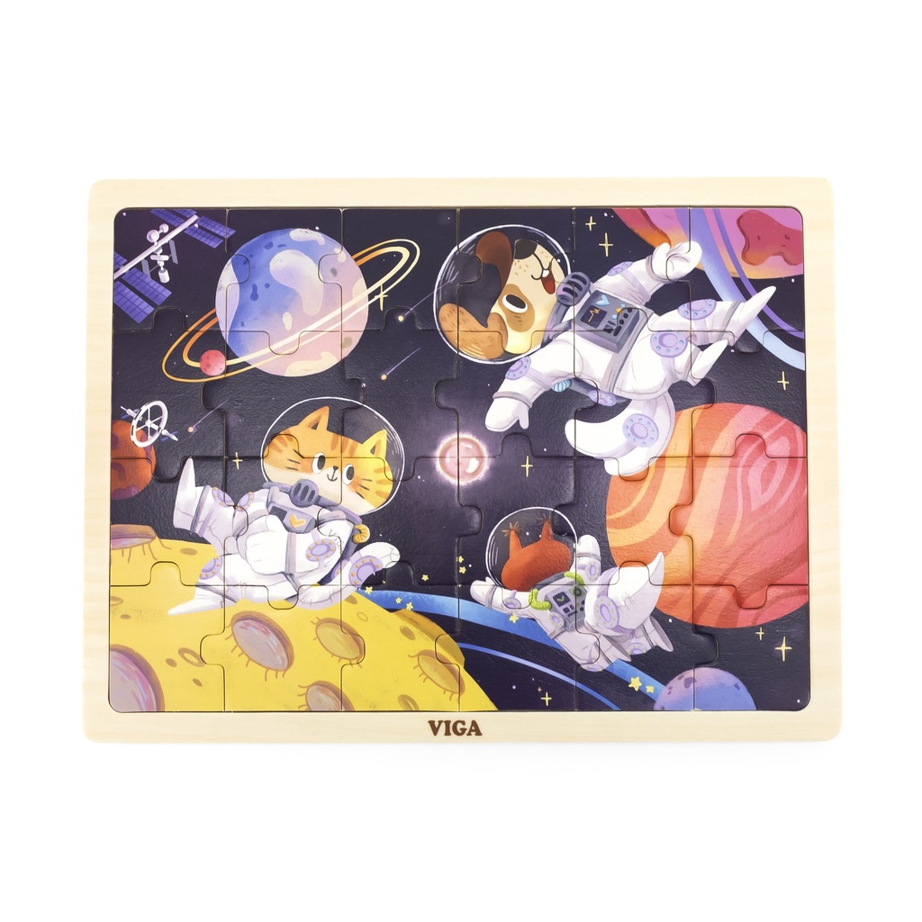 24-Piece Wooden Jigsaw Puzzle Space Adventure - Viga 44646