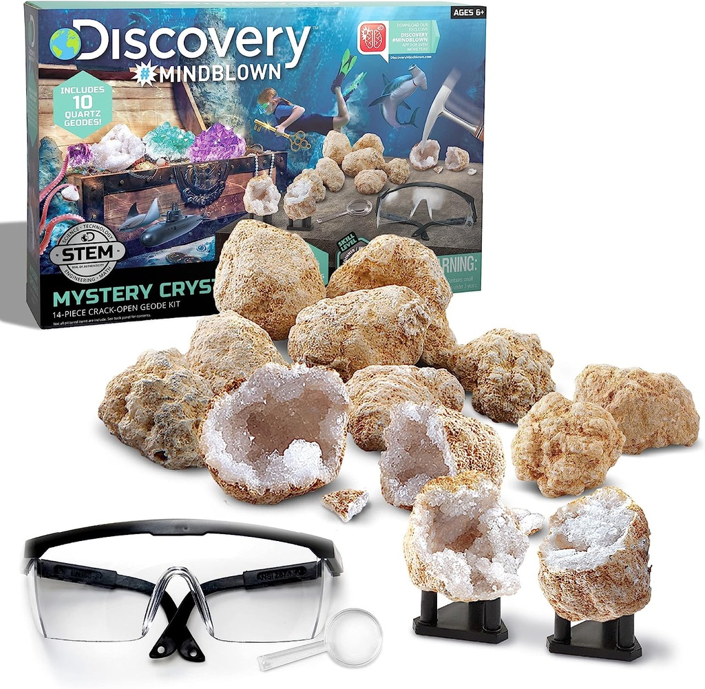 [4894088054675] MYSTERY CRYSTALS GEODE EXCAVATION KIT 14PC-DM