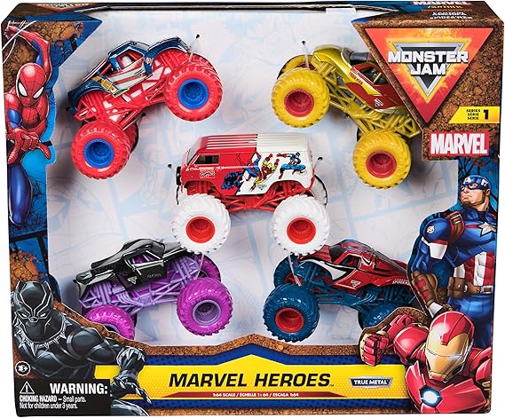 Monster Jam Marvel Vehicles 1:64 5PK-6072344