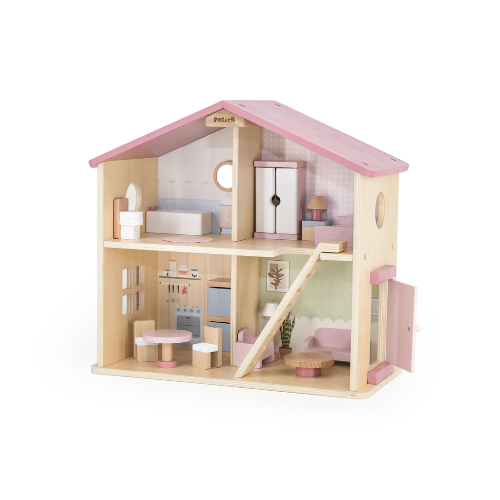 Wooden Dollhouse Pink - Viga 44256