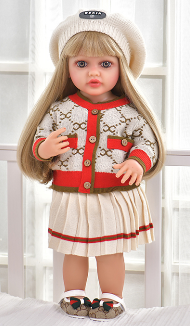 [6920240029942] BURBERRY Beige & Red 22Inch Arabic Dolls Silicone -YEEZWOOD JX299-42