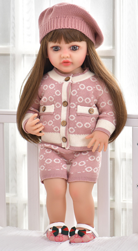 [6920240029943] Burberry Pink & White 22" Interactive Dolls Silicone -YEEZWOOD JX299-43