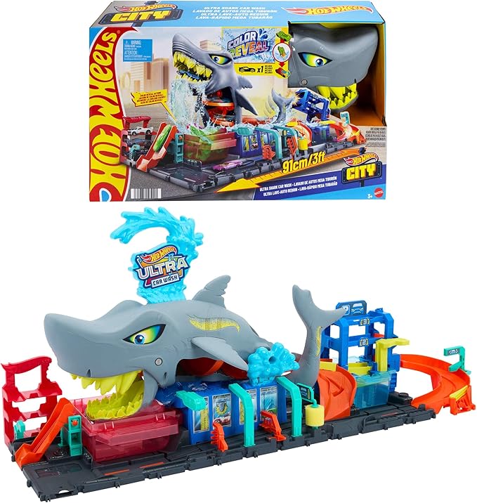 [194735195091] Hot Wheels City Ultra Shark Car Wash-HTN82