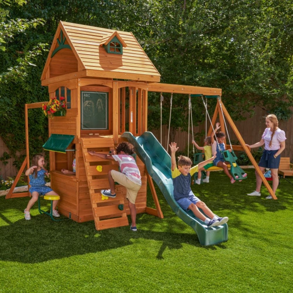 Kidkraft Ridgeview Wooden Swing Set-B270855