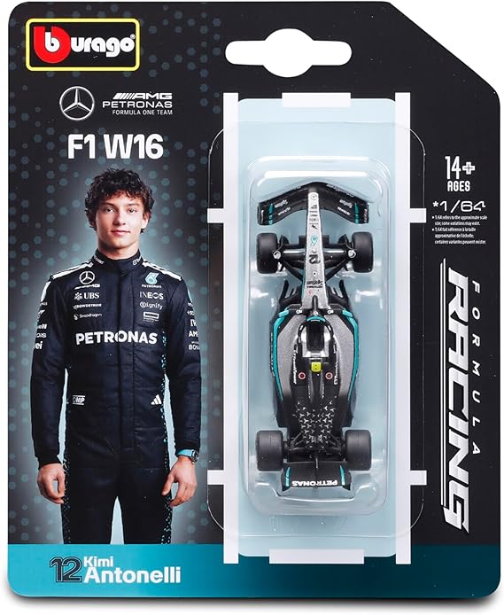 [4893993020003] 1:64 Formula  Mercedes AMG Petronas F1 W16 Team -Bburago 18-58002