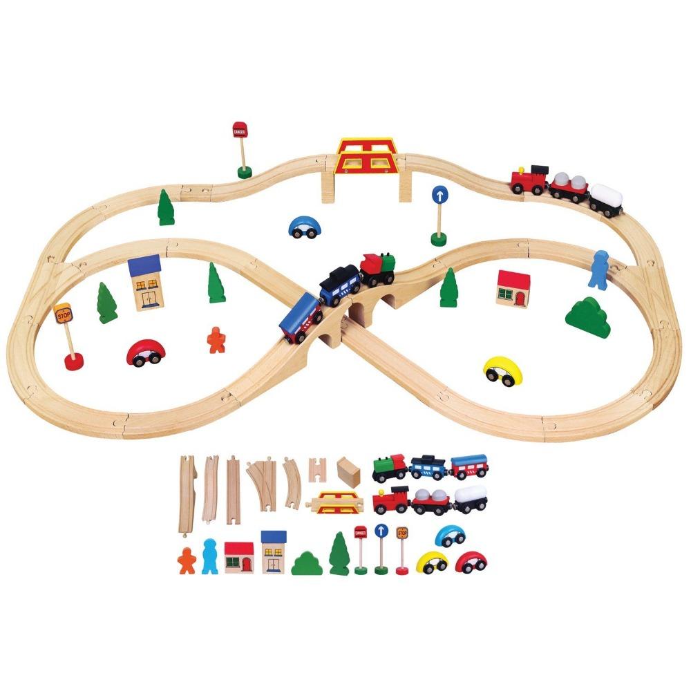 Wooden Train Set 49Pcs - Viga 56304