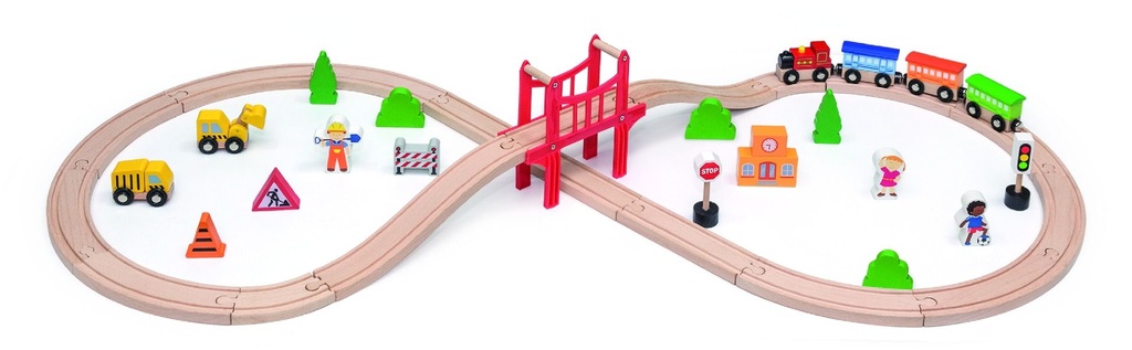 Wooden Train Set 39Pcs - Viga 50266