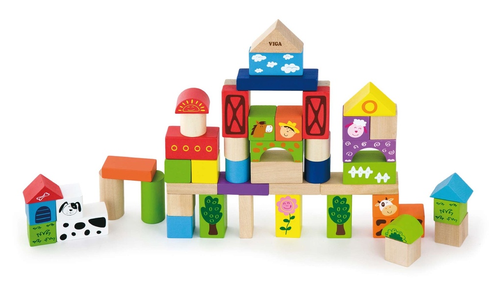 [6934510502850] Block Set 50Pcs Farm Theme - Viga 50285