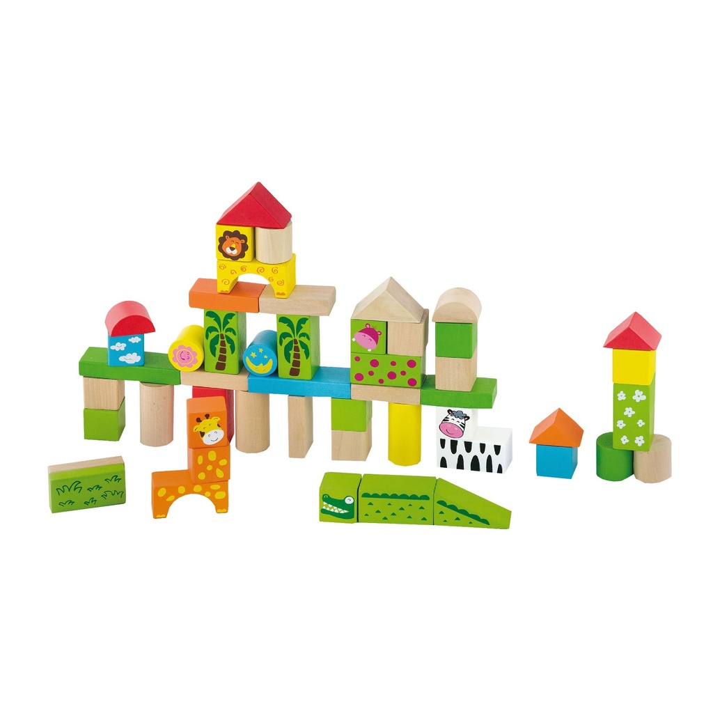 Block Set 50Pcs Zoo Theme - Viga 50286