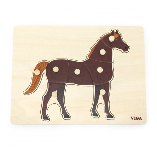 [6971608446078] Montessori Puzzle: Horse - Viga 44607