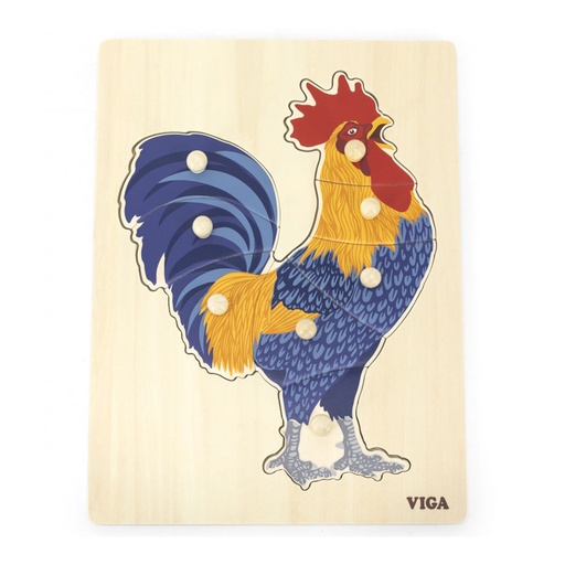 [6971608446108] Montessori Puzzle: Rooster - Viga 44610