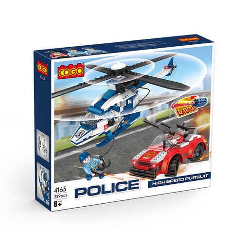 [6937645541633] Police Block Helicopter n Car Cogo- 4163