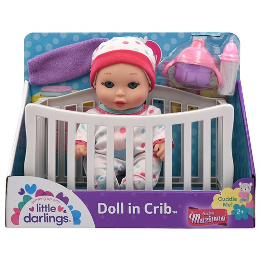 [845371039231] Baby Maziuna Doll in Crib 8" - BM3923