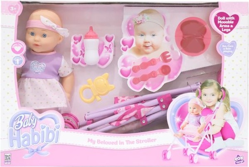 [640516979270] Baby Habibi Doll in Stroller 14inch-697927