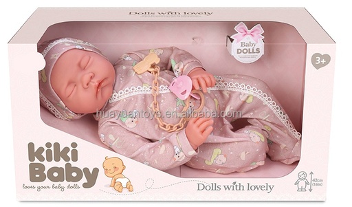 [6902561916179] 16'' SLEEPING NEWBORN BROWN- KIKI BABY 2126