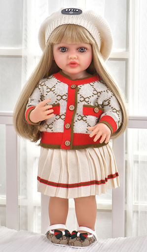 [6920240029942] BURBERRY Beige & Red 22Inch Arabic Dolls Silicone -YEEZWOOD JX299-42