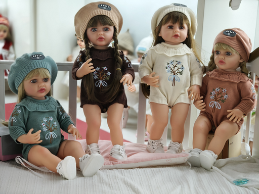 [6920240029937] Wool Robe Set Asst. 4 Colors 22Inch Arabic Dolls Silicone -YEEZWOOD JX299-37