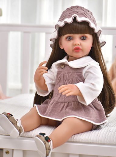 [6920240029938] طقم فستان وقبعة، 3 ألوان، دمى عربية، 22 بوصة، سيليكون - JX299-38