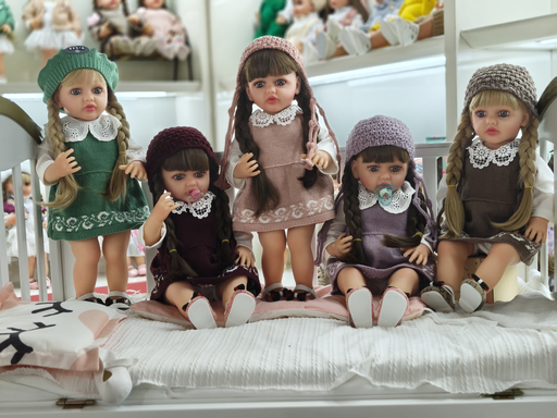[6920240029933] White Sleeve Dress Set  Asst.5 Colors 22Inch Arabic Dolls Silicone -YEEZWOOD JX299-33