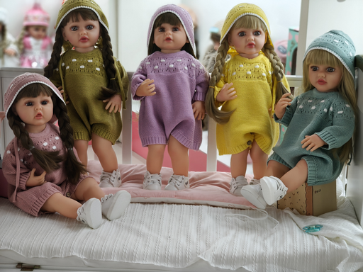 [6920240029936] بلوزة صوف بغطاء رأس، 5 ألوان، 22 بوصة، دمى عربية من السيليكون - JX299-36