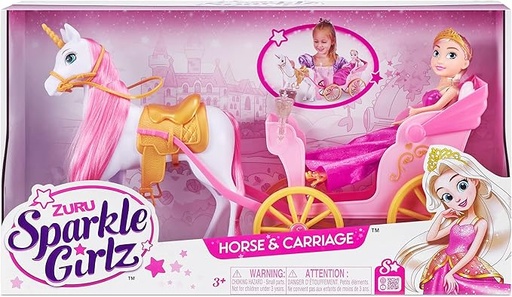 [193052008596] SPARKLE GIRLZ 10.5" Princess W/Horse & Carriage-10068