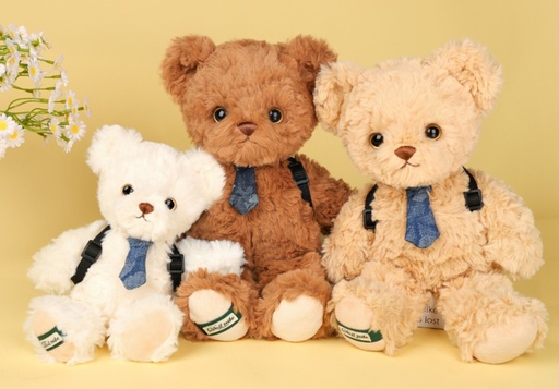 [6978787690292] 8" Denim Tie Bear Asst 3 1490-32