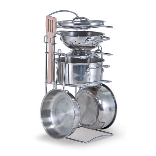 [4265] Stainless Steel Pots And Pans Play Set - Melissa & Doug 4265